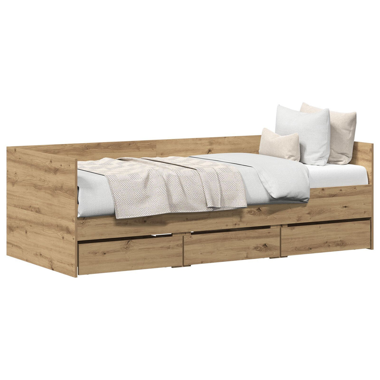 Daybed Artisan Oak Engineered Wood 90 X 190 Cm Durable Daybed