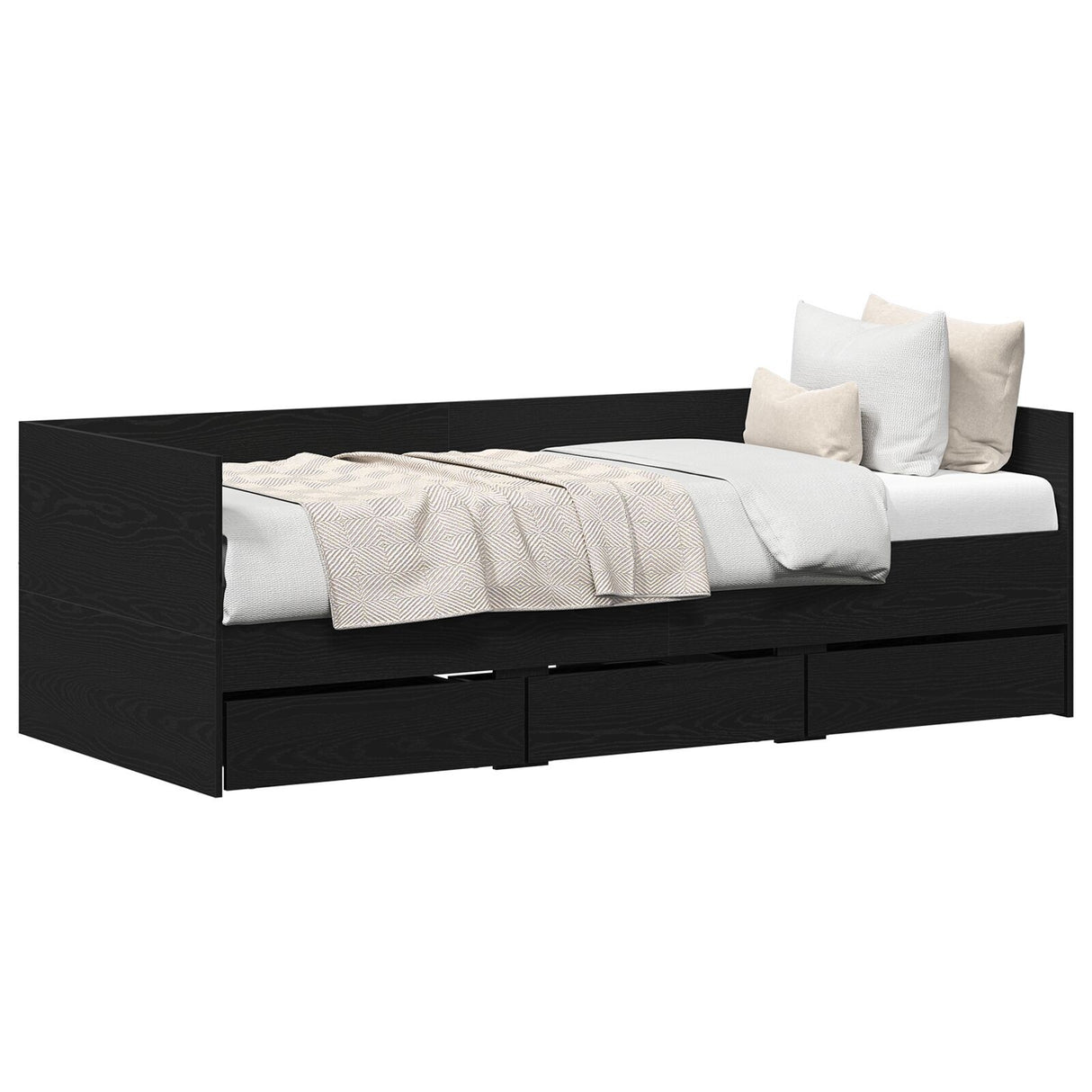 Daybed Black Oak Engineered Wood 90 X 190 Cm Durable Daybed