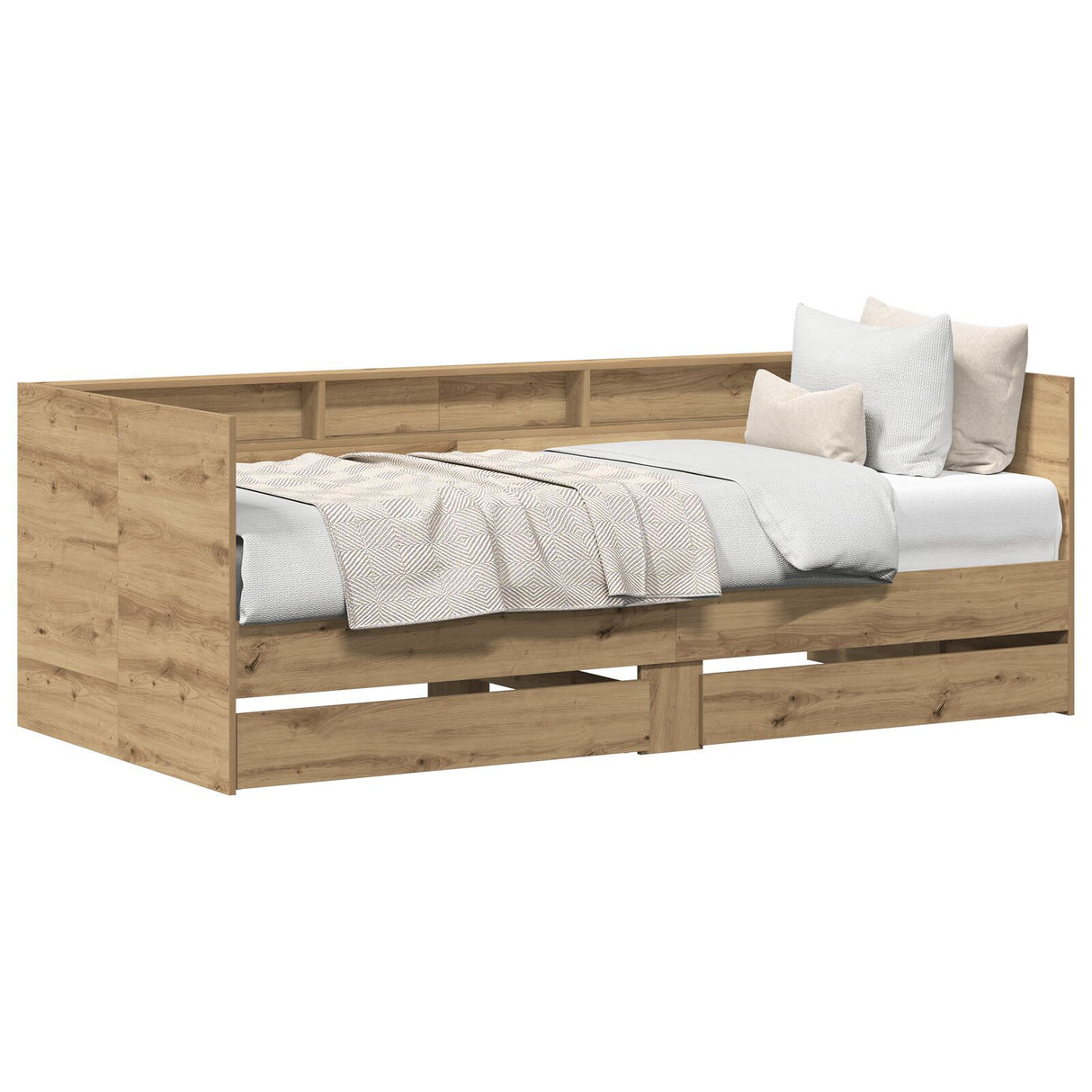 Daybed With Drawers Artisan Oak Engineered Wood 90 X 190 Cm