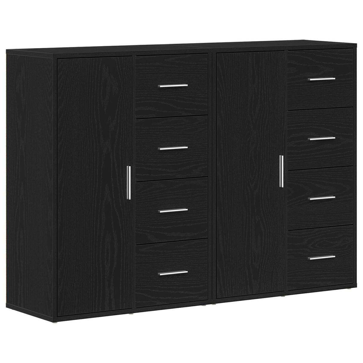 Sideboards 2 Pcs Black Oak 60X31X84 Cm Engineered Wood
