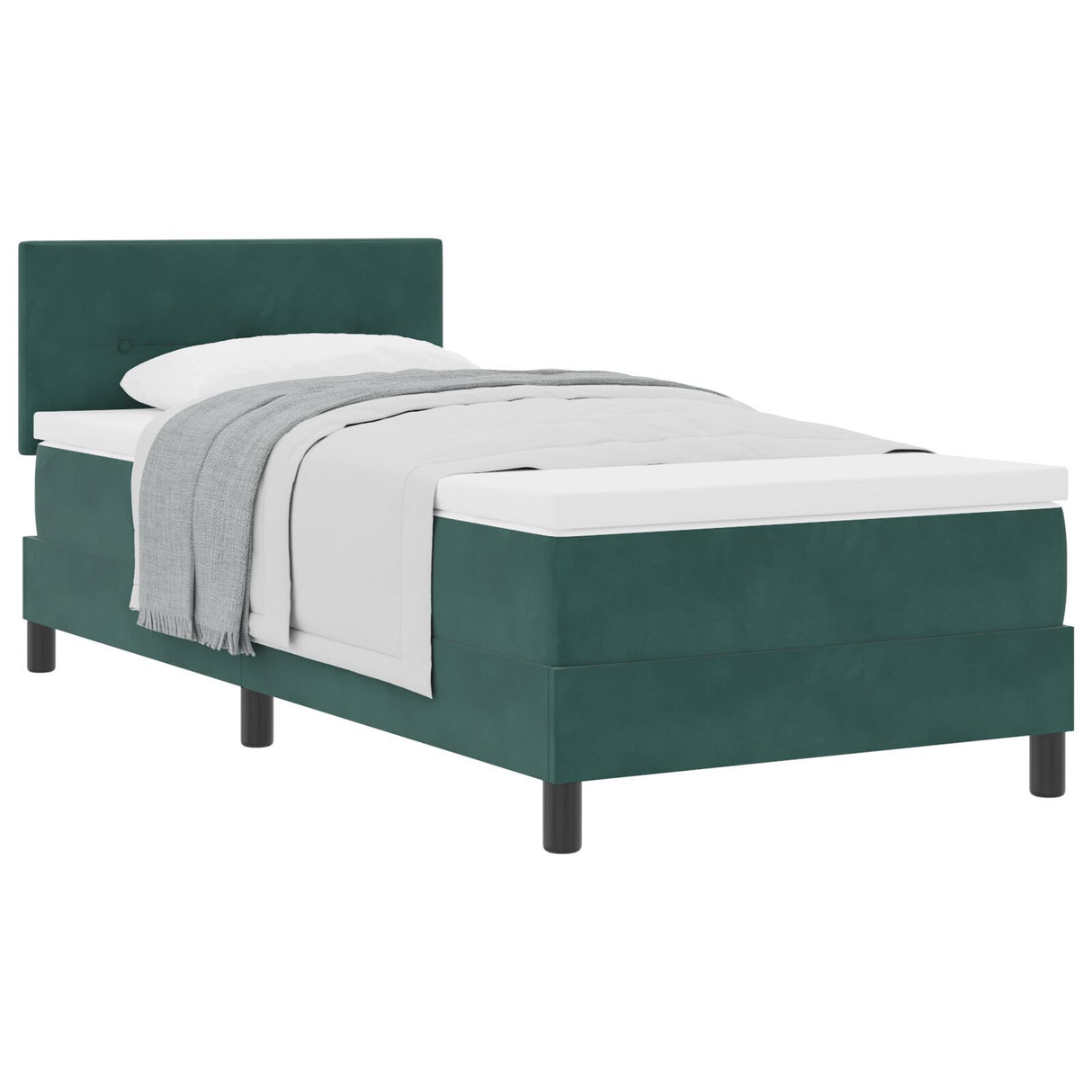 Box Spring Bed With Mattress Dark Green 80X200 Cm Velvet