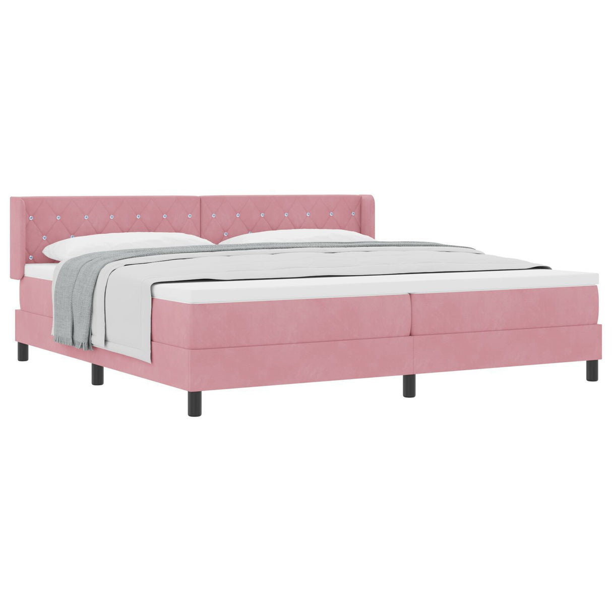 Box Spring Bed With Mattress Pink 200X200 Cm Velvet