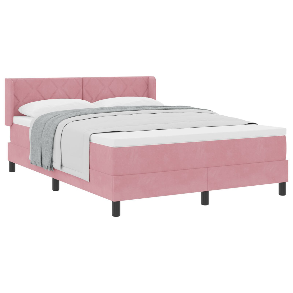 Box Spring Bed With Mattress Pink 160X200 Cm Velvet