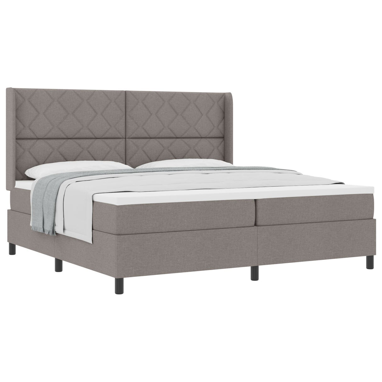 Box Spring Bed With Mattress - Taupe, 200X200 Cm, Fabric