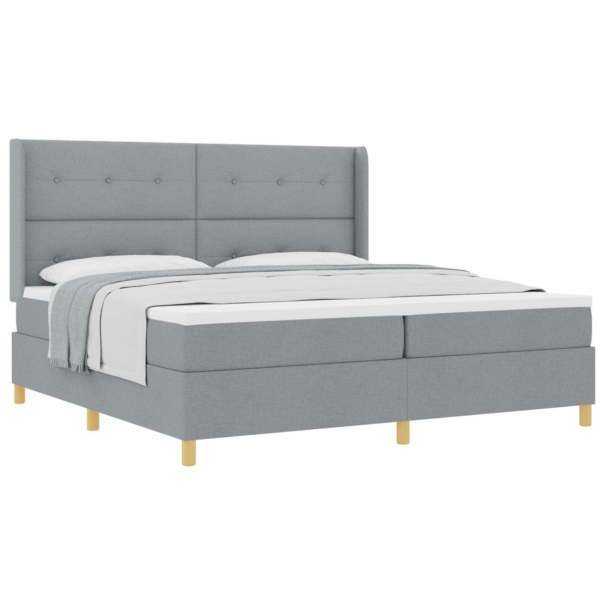 Box Spring Bed With Mattress Light Grey 200X200 Cm Fabric