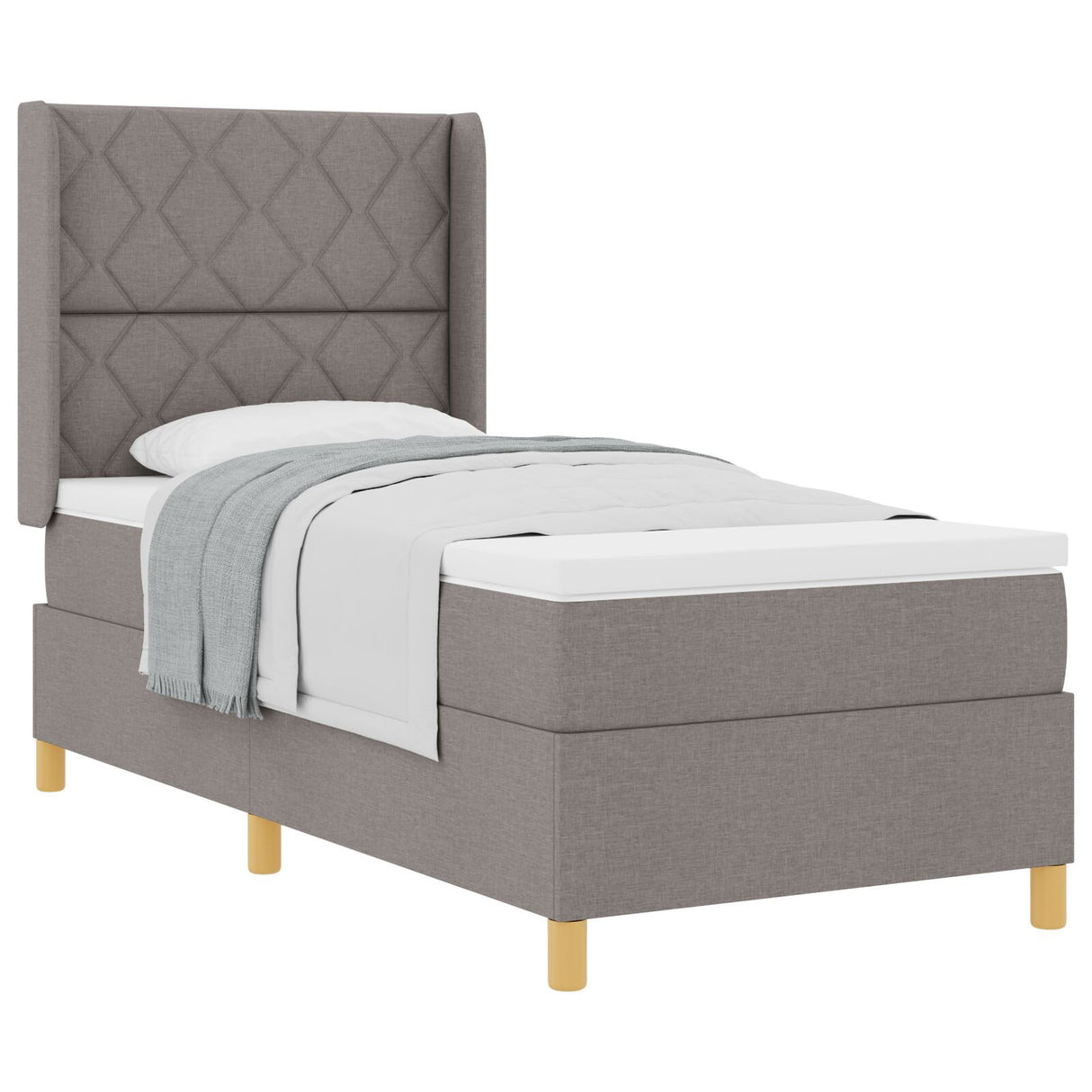 Box Spring Bed With Mattress Taupe 90X190 Cm Fabric