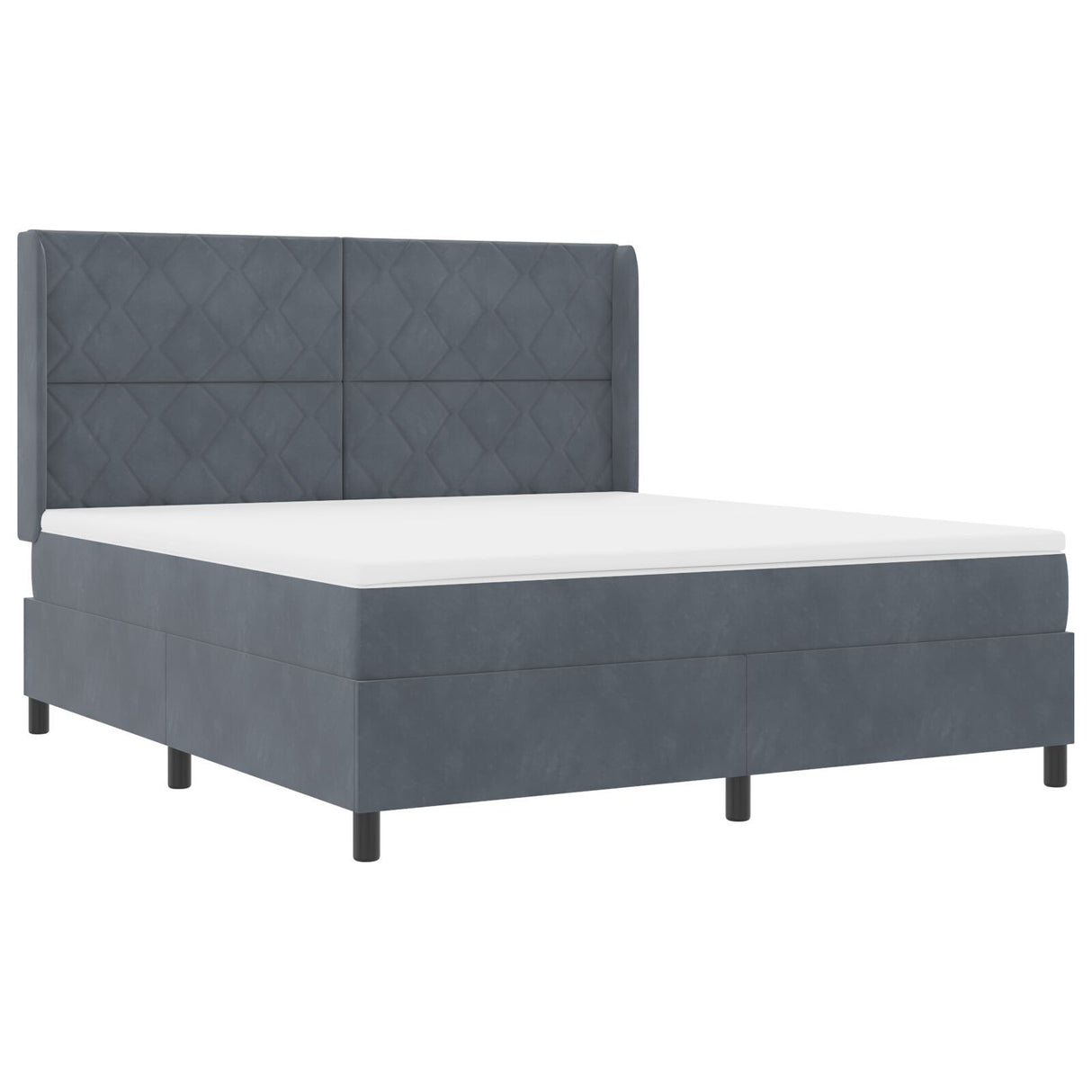 Box Spring Bed With Mattress Dark Grey 180X200 Cm Velvet