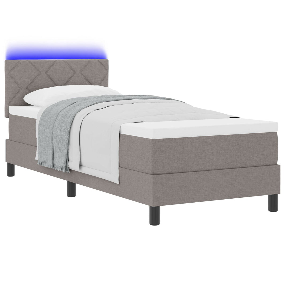 Box Spring Bed With Mattress & Led Taupe 80X200 Cm Fabric