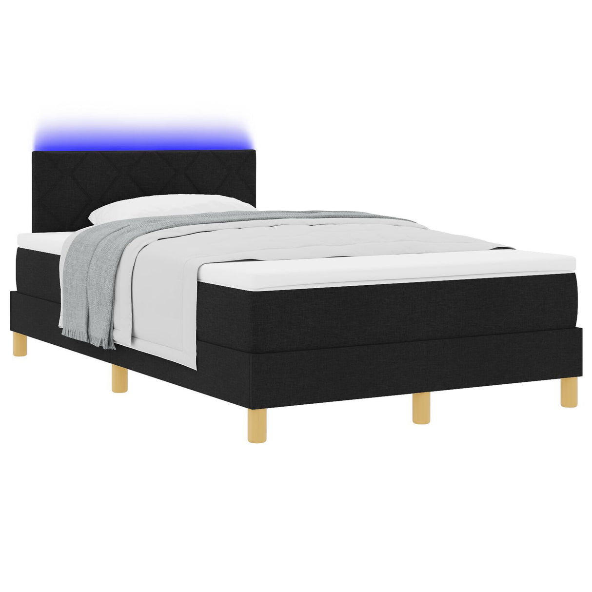 Box Spring Bed With Mattress & Led Black 120X200 Cm Fabric