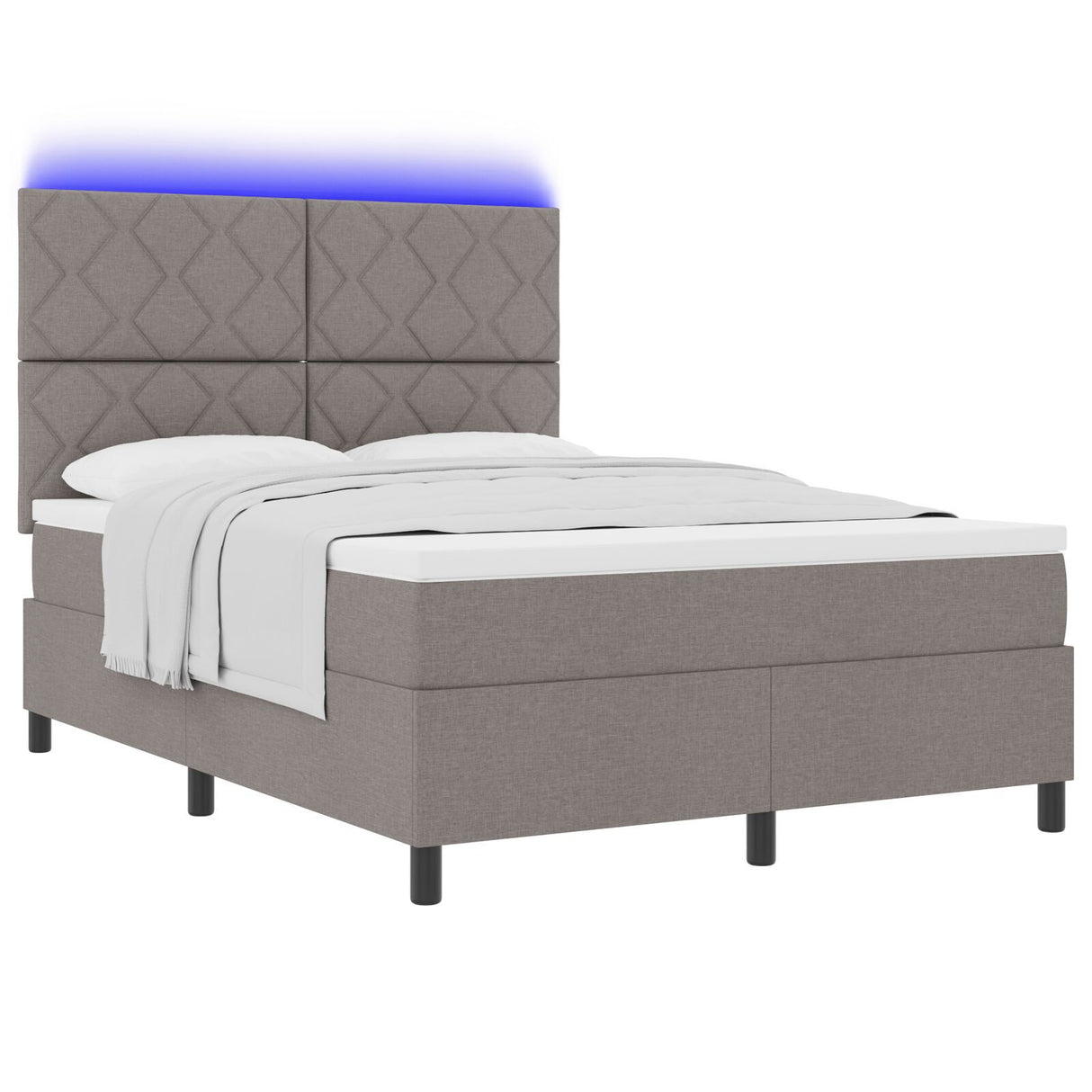 Box Spring Bed With Mattress & Led Taupe 160X200 Cm Fabric