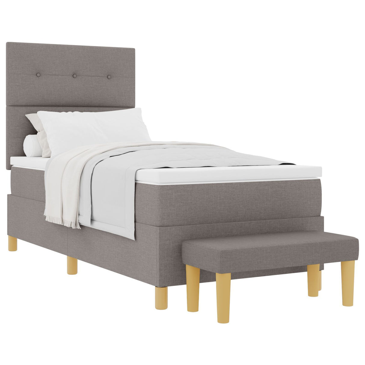 Box Spring Bed With Mattress & Bench Taupe 80X200 Cm Fabric