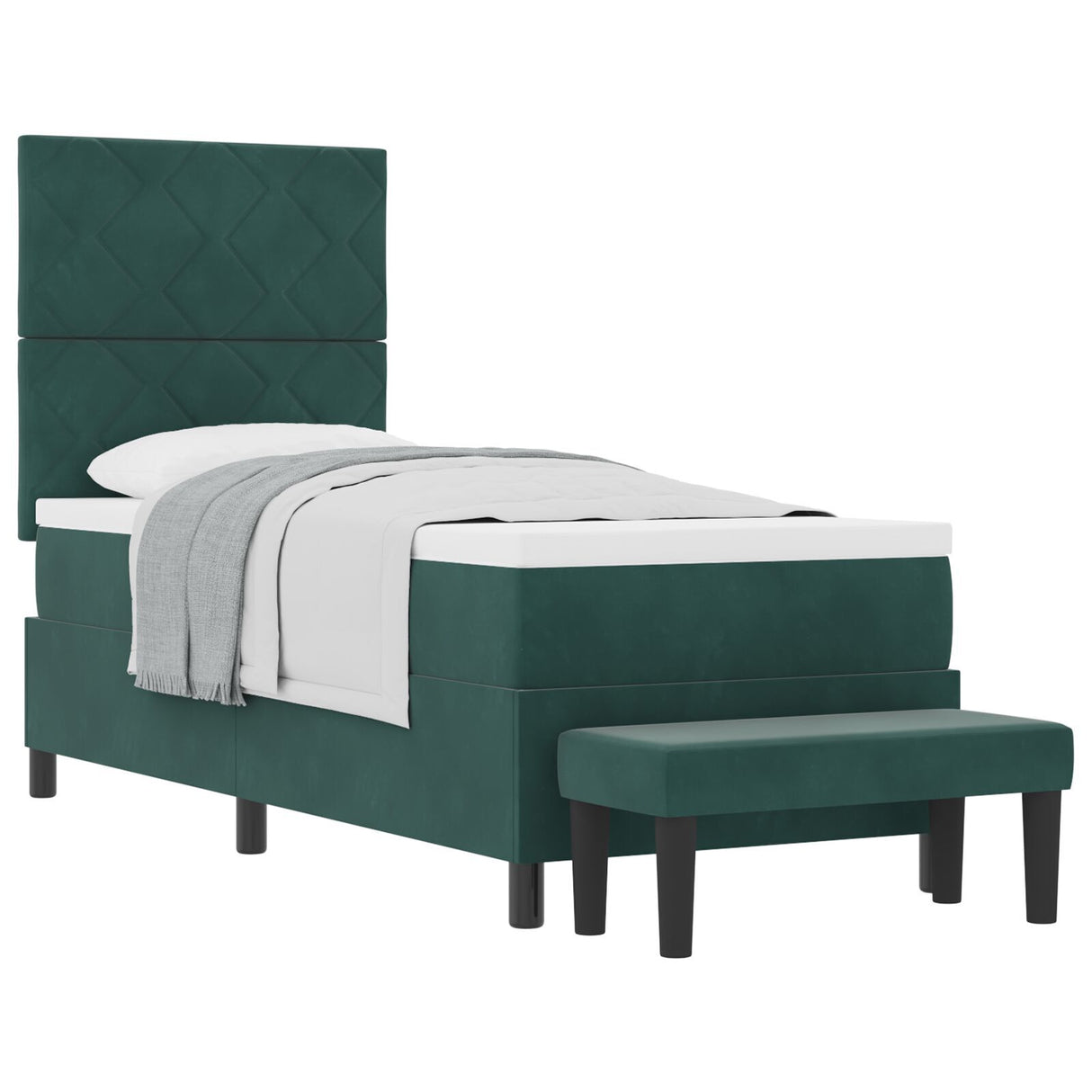 Box Spring Bed With Mattress & Bench Dark Green 80X200 Cm Velvet