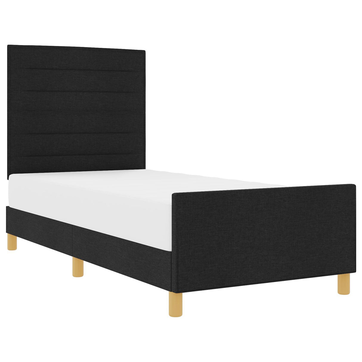 Black Fabric Bed Frame 90X190 Cm