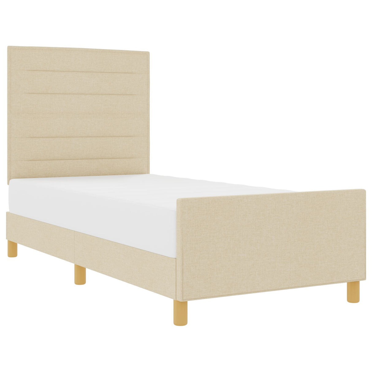 Cream Bed Frame 100X200 Cm Fabric
