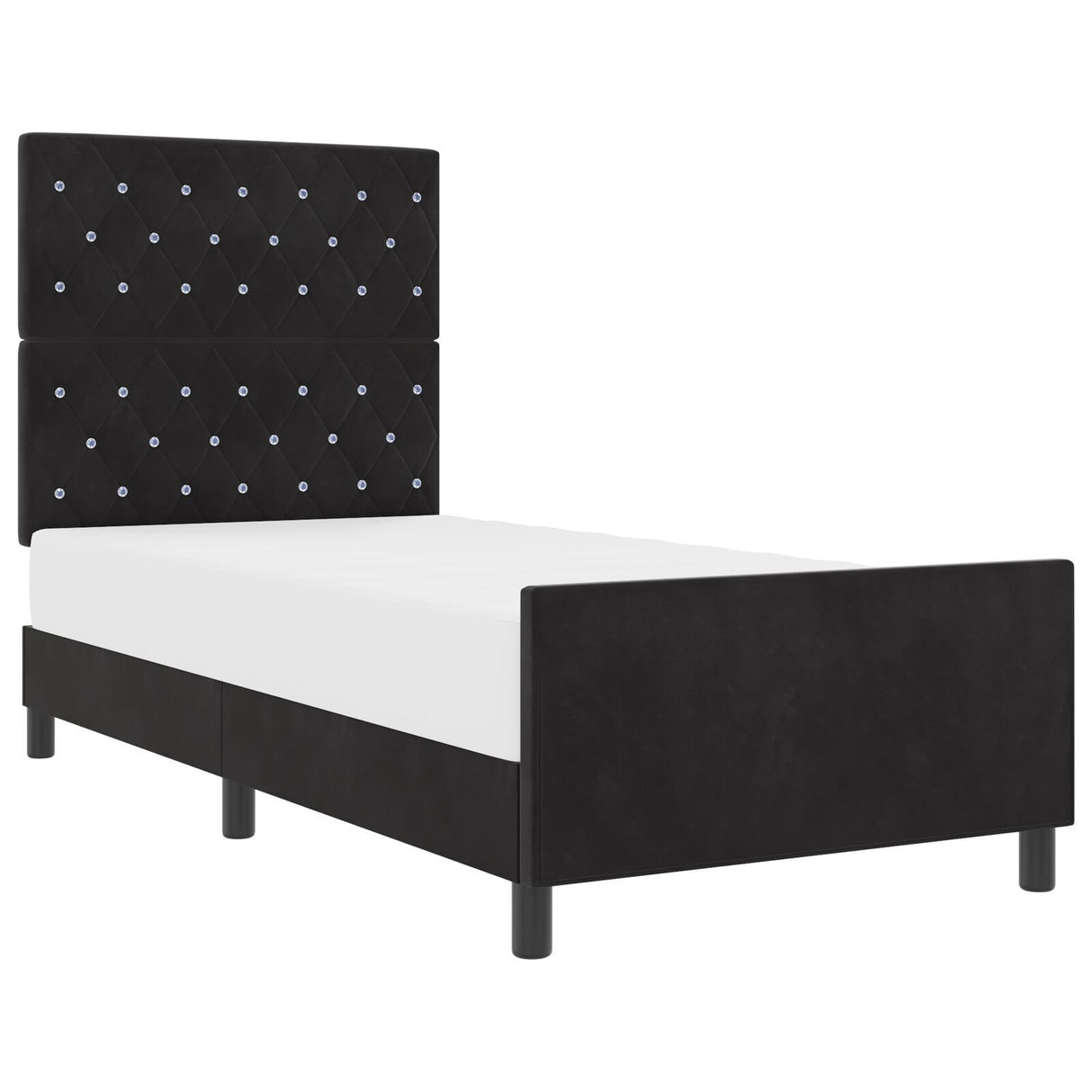 Black Bed Frame 100X200 Cm Velvet