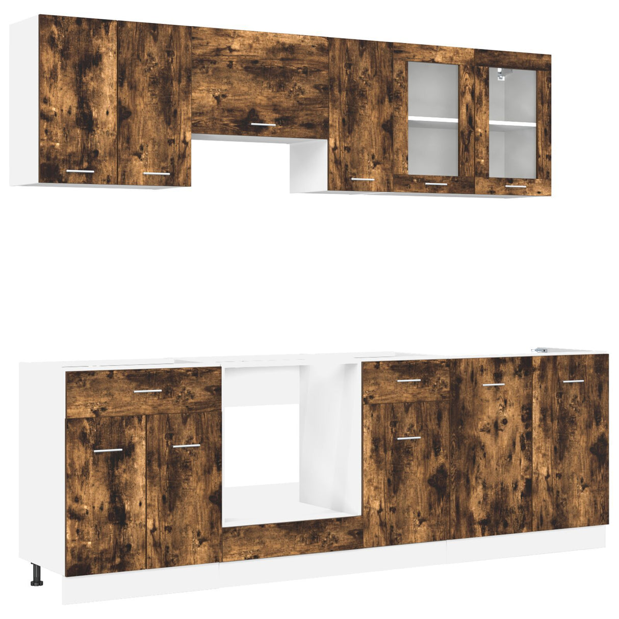 8 Piece Kitchen Cabinet Set Smoked Oak Engineered Wood