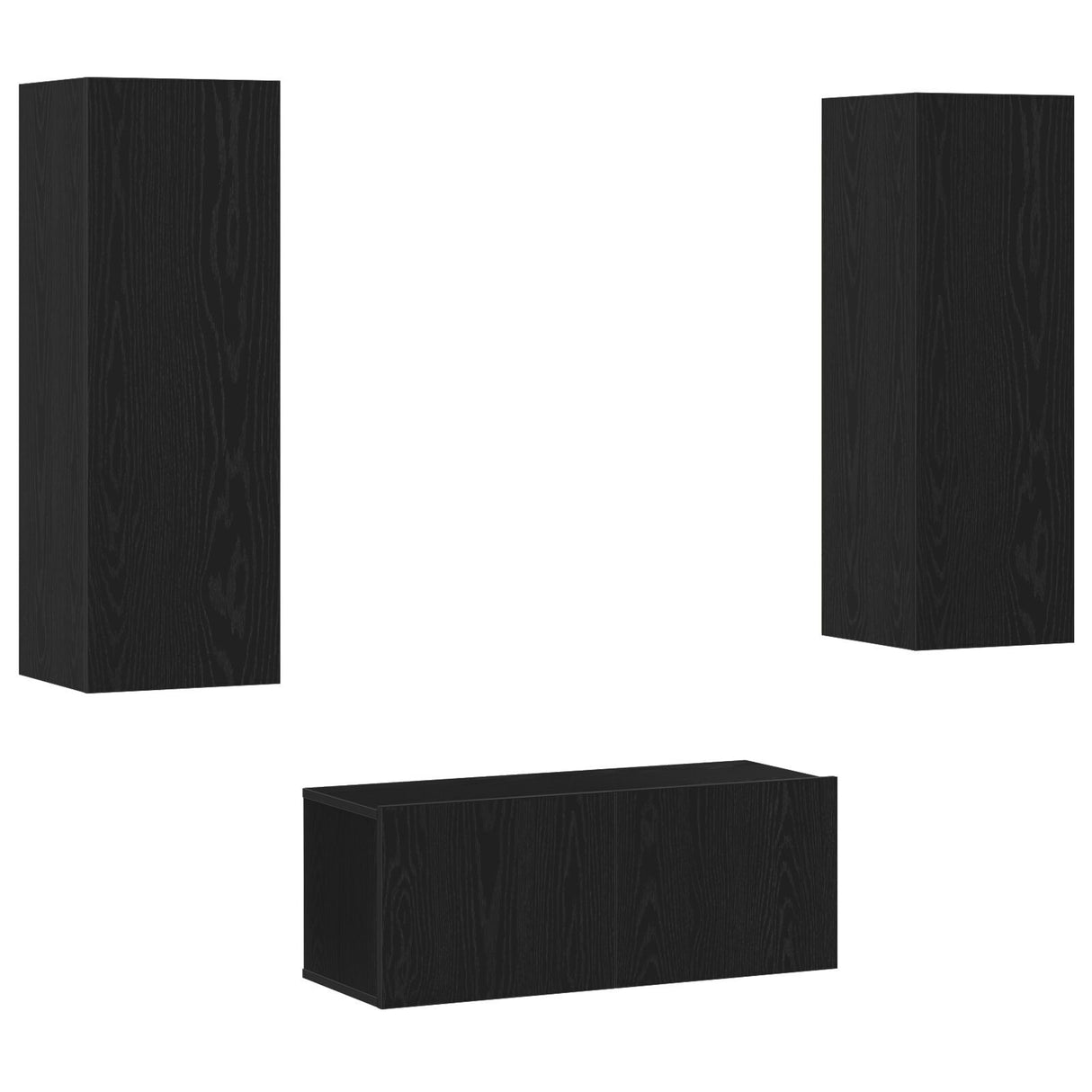 3 Piece Tv Cabinet Set Wall-Mounted Engineered Wood,  Tv Stand 80X30X30 Cm Made Of Engineered Wood,  Wall-Mounted Tv Cabinets - 2 Pcs , 30.5X30X90 Cm, Made From Engineered Wood