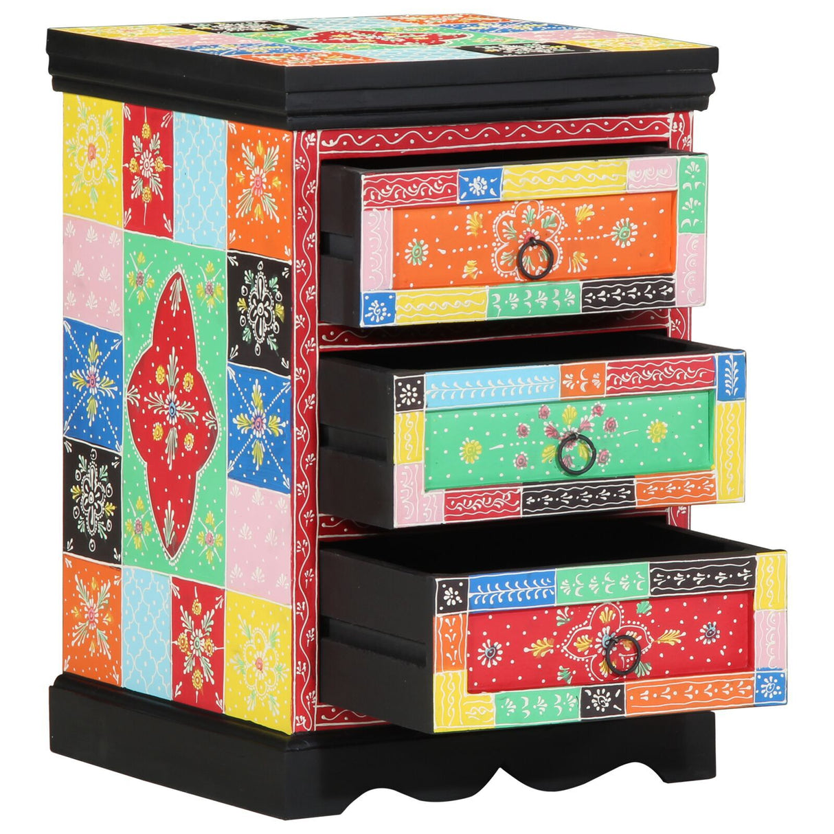 Multicolored Drawer Cabinet - 40X40X60 Cm Solid Mango Wood