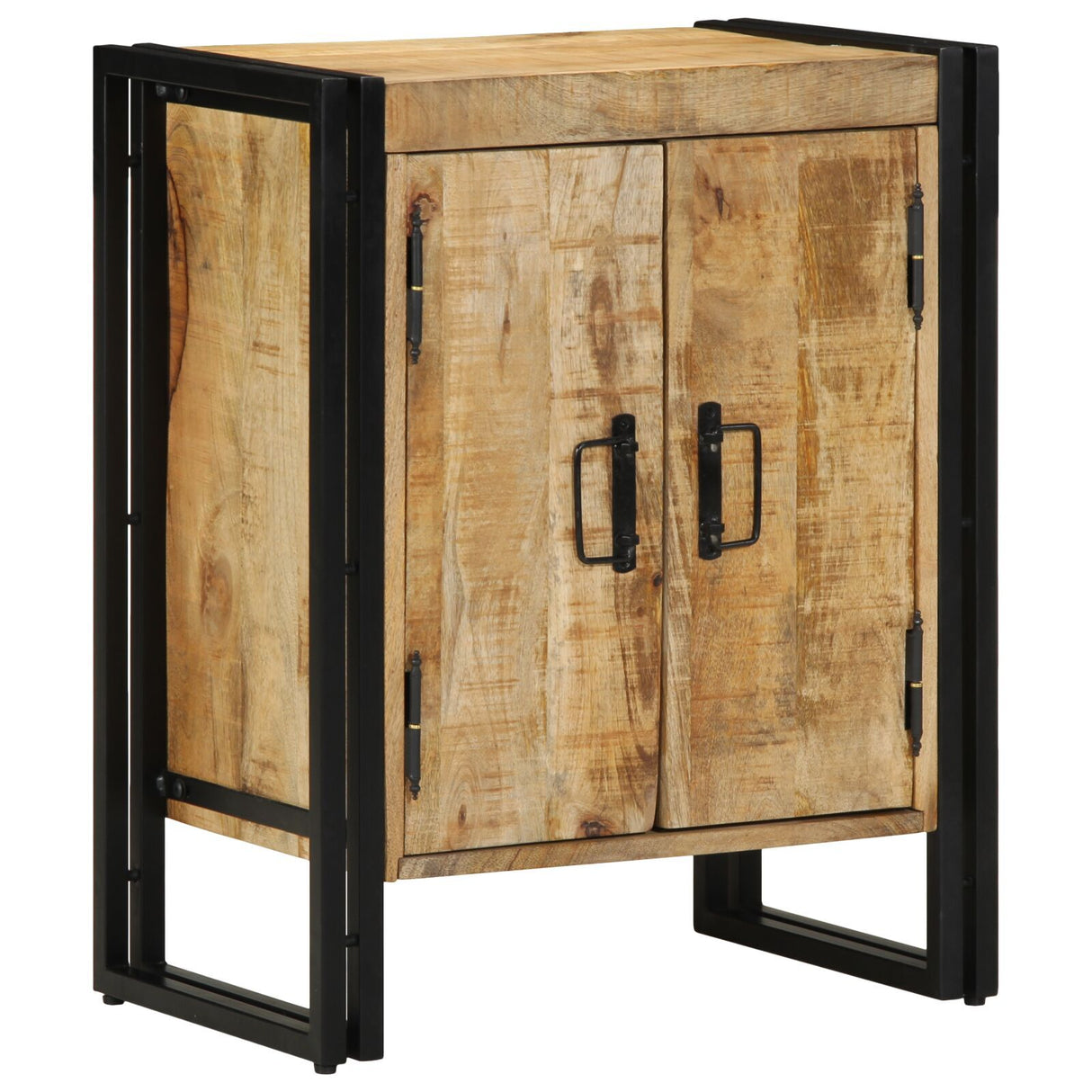 Shoe Cabinet Black 30X30X40 Cm Solid Mango Wood And Steel