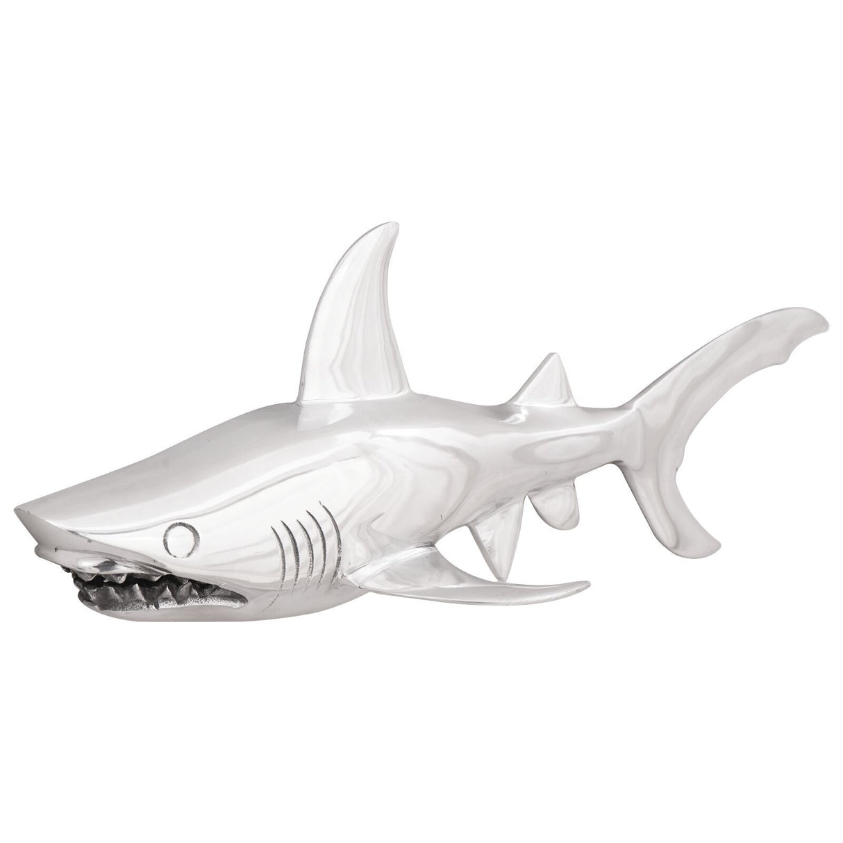 Shark Sculpture Silver 68X20X24 Cm Aluminium