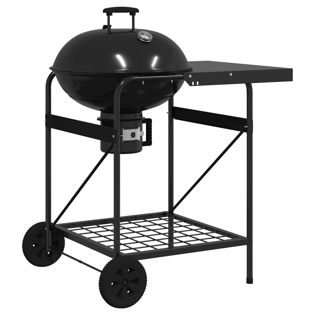 Charcoal Grill Cart With Lid Black 96X72X113 Cm Metal