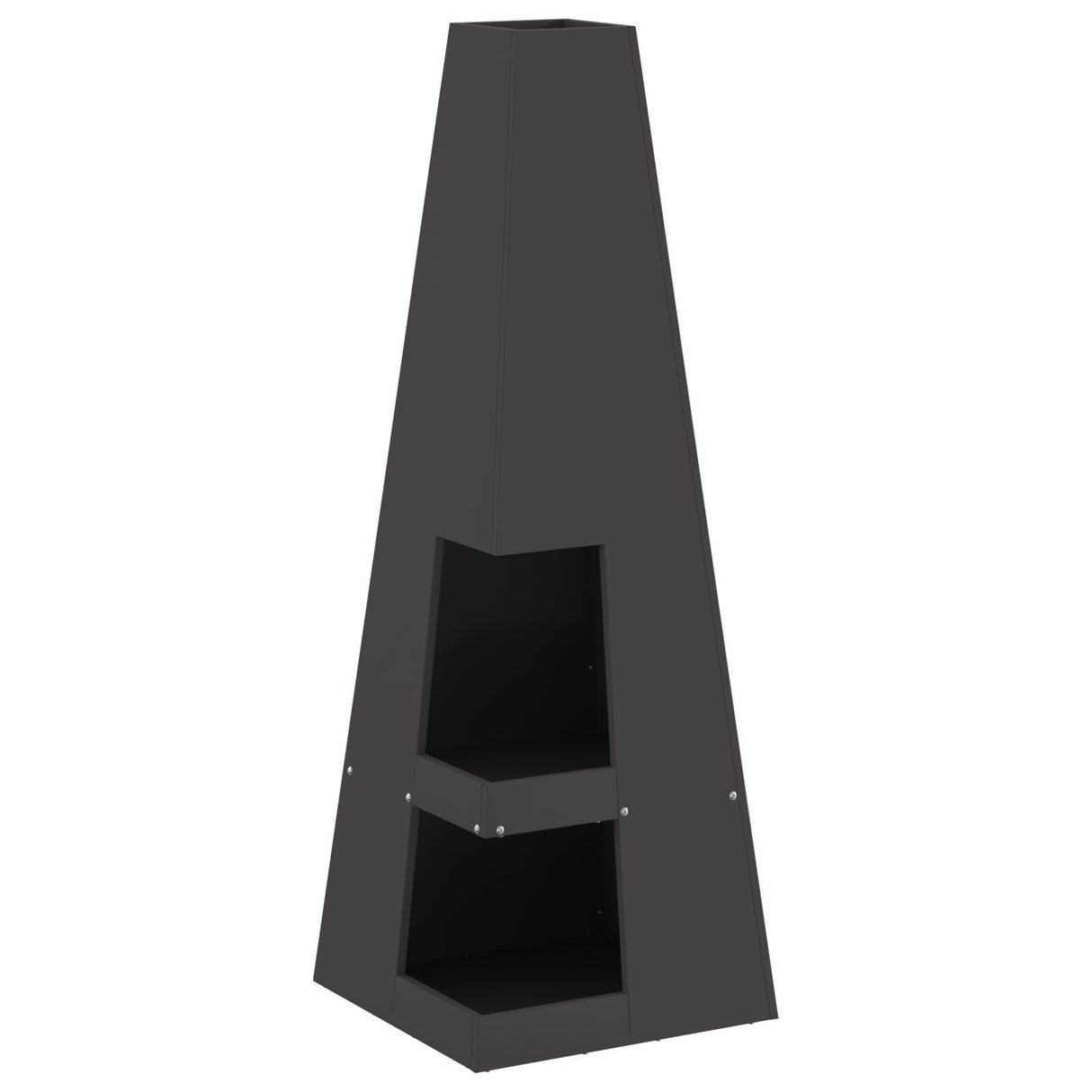 Fire Pit With Log Storage Black Steel