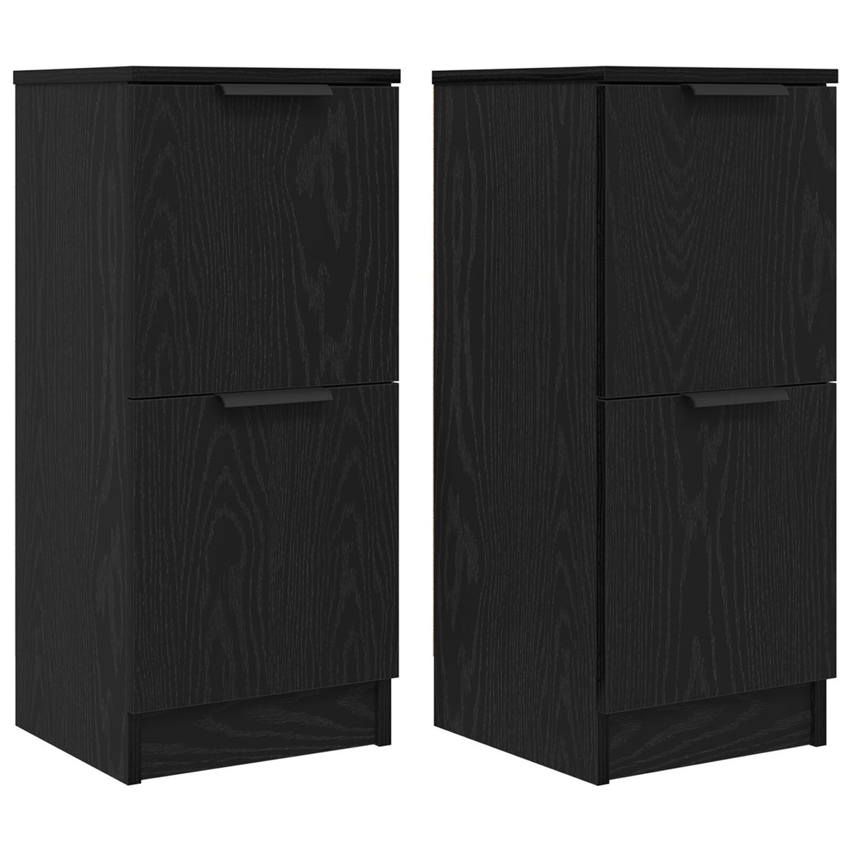 Sideboards 2 Pcs In Black Oak, 30X30X70 Cm, Made Of Engineered Wood