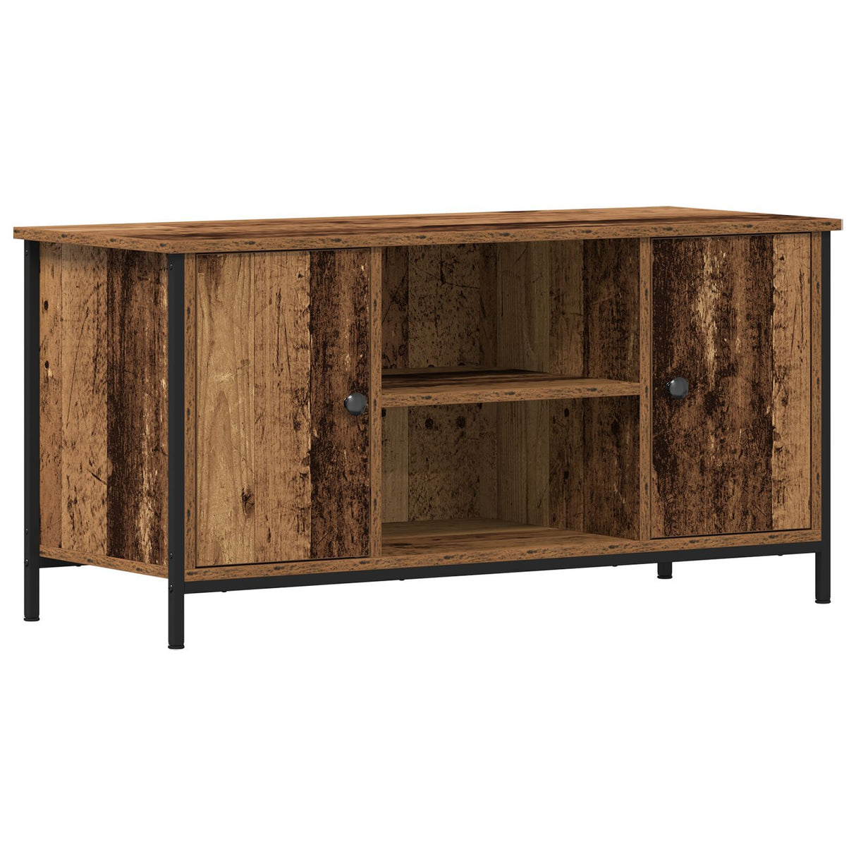 Tv Cabinet Old Wood 100X40X50 Cm Engineered Wood And Steel