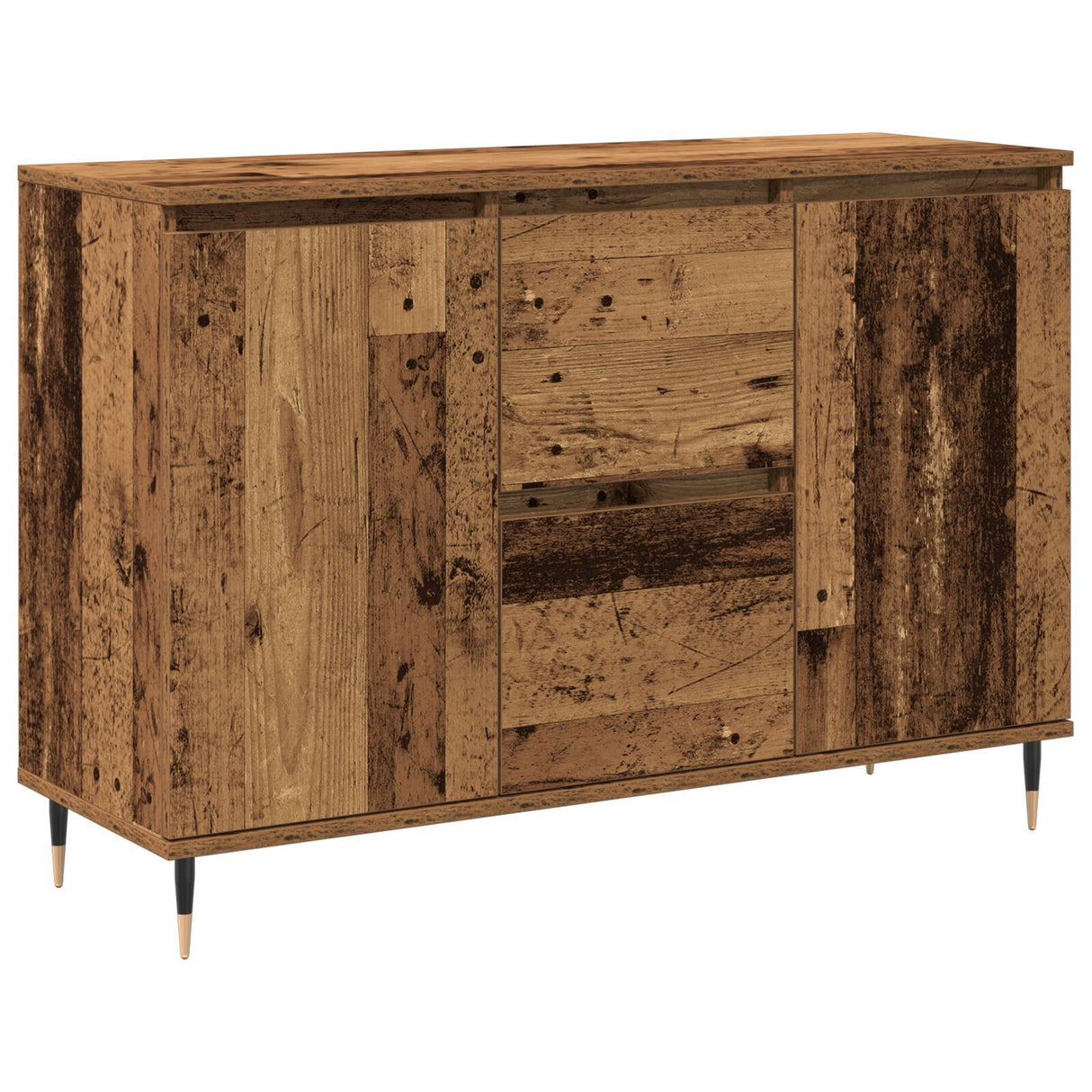 Sideboard With Doors & Drawers Old Wood 101,5X35X70 Cm