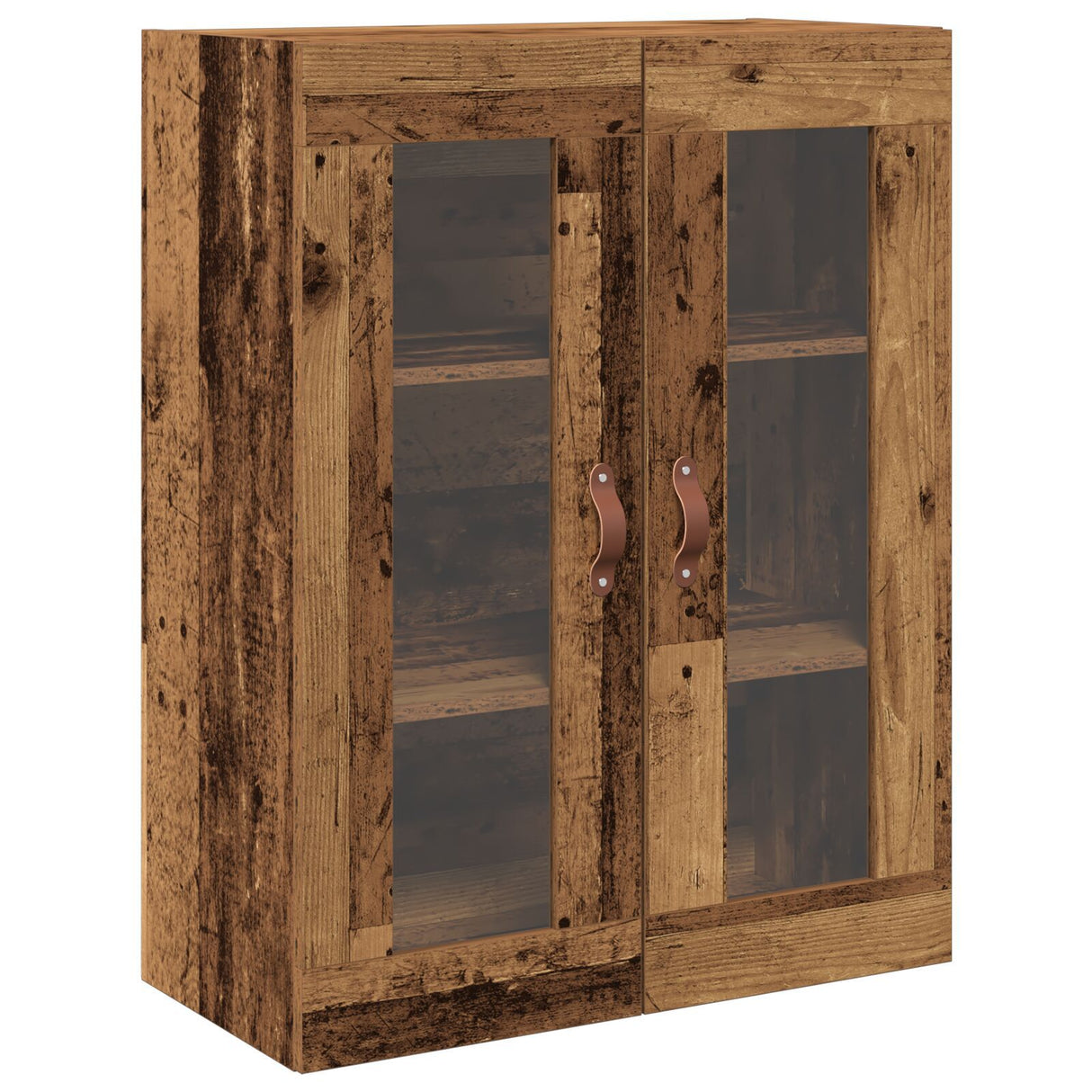 Wall-Mounted Cabinet With Glass Doors Old Wood 69,5X34X90 Cm