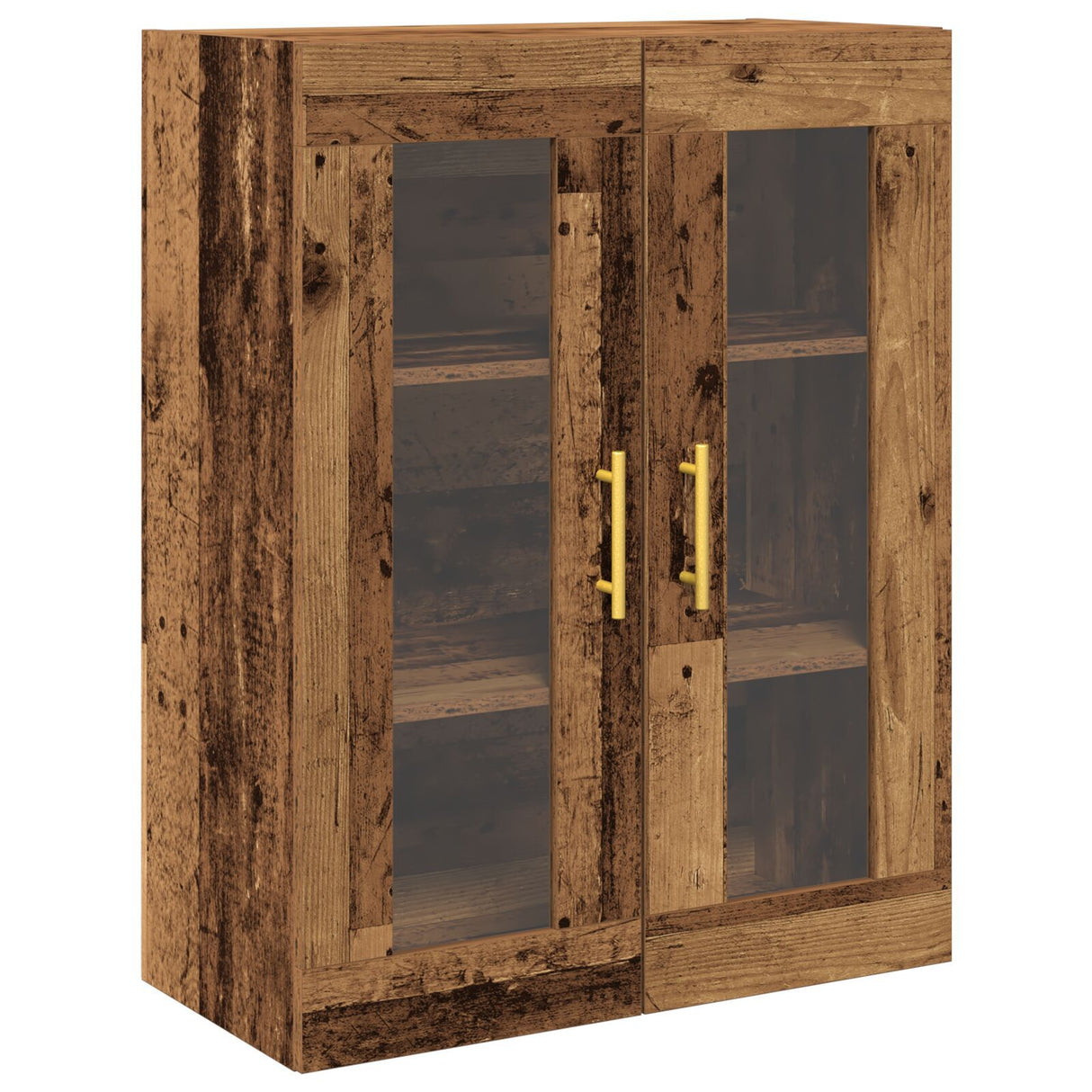 Wall-Mounted Cabinet With Glass Doors Old Wood 69,5X34X90 Cm