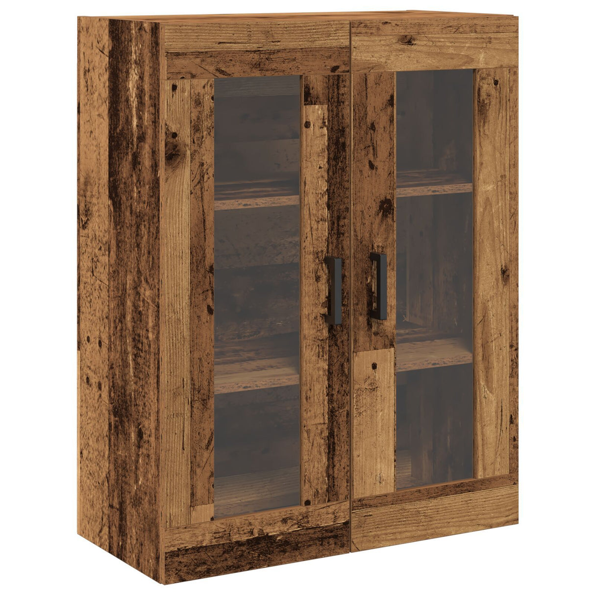 Wall-Mounted Cabinet With Glass Doors - Old Wood - 69.5X34X90 Cm