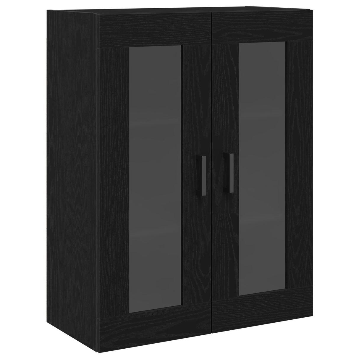Wall-Mounted Cabinet With Glass Doors Black Oak 69.5X34X90 Cm