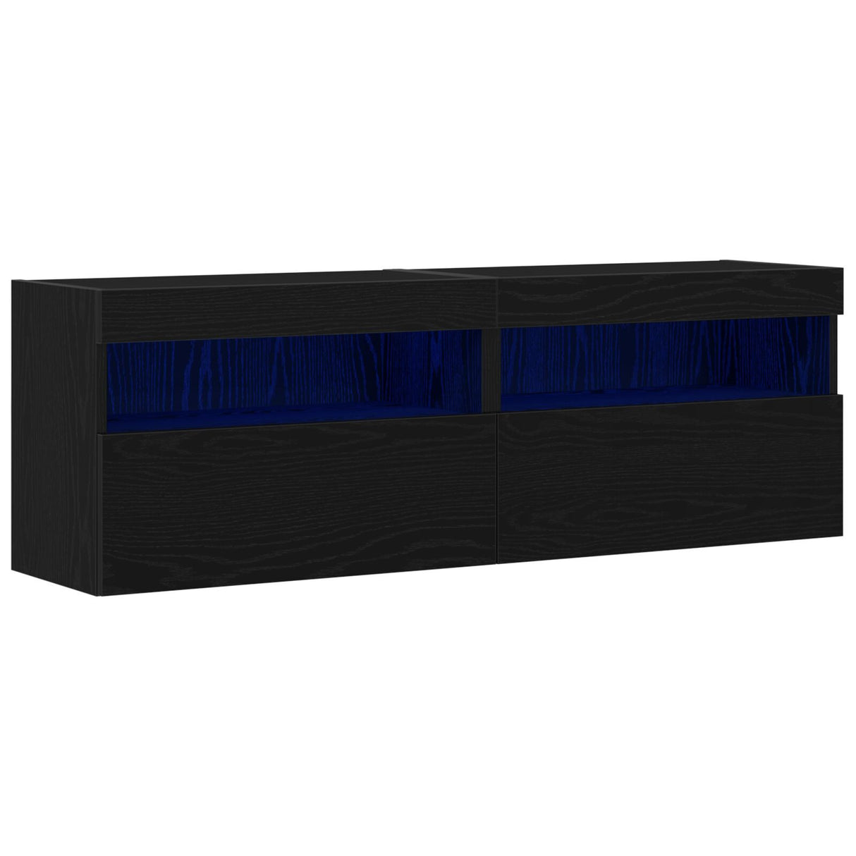 Tv Wall Cabinets With Led Lights 2 Pcs Black Oak 60X30X40 Cm