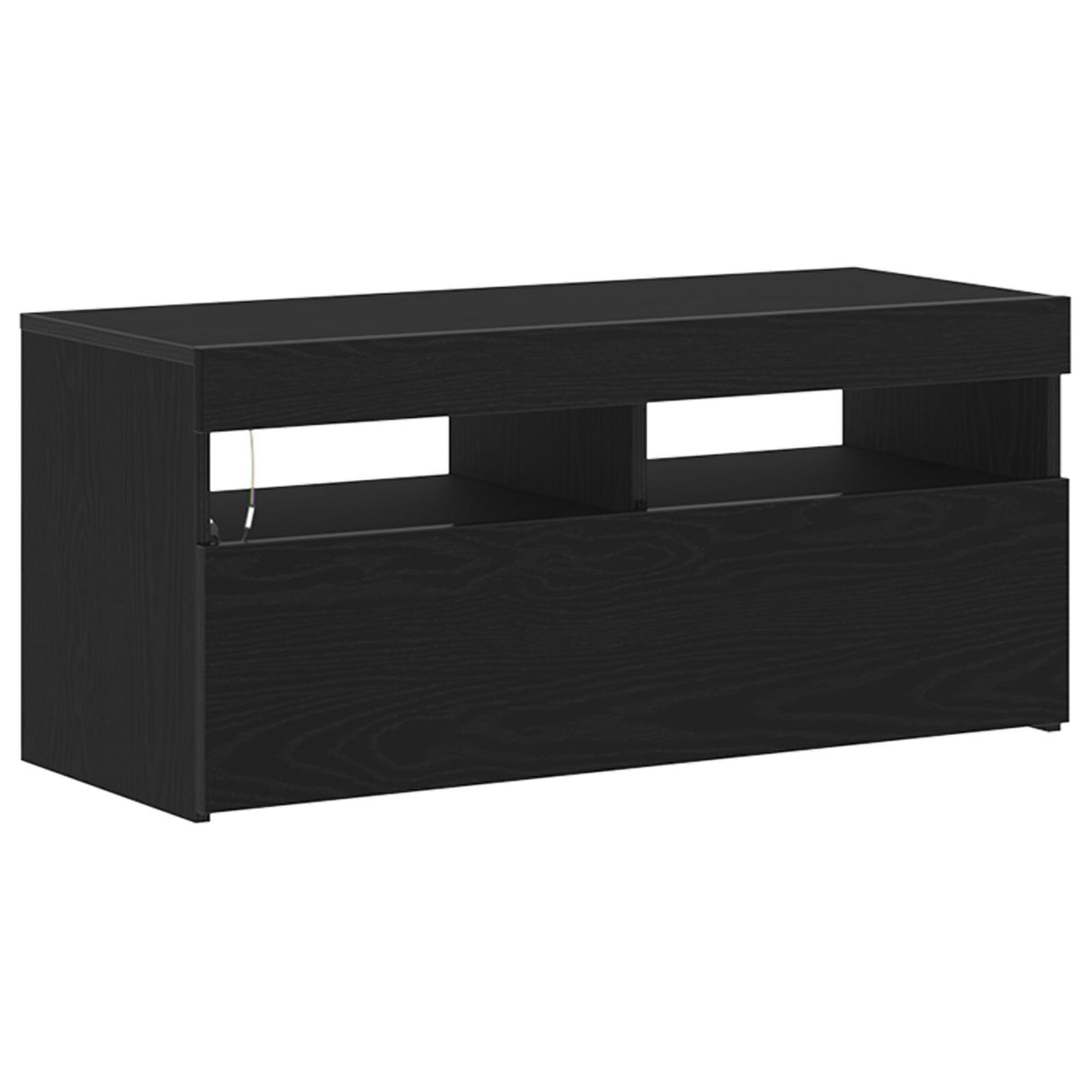 Tv Stand With Led Lights - Black Oak, 90X35X40 Cm, Made Of Engineered Wood