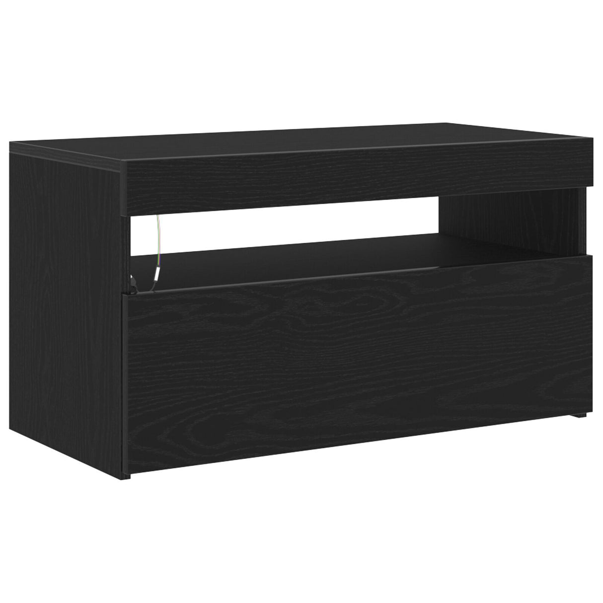 Tv Stand With Led Lights - Black Oak - 75X35X40 Cm - Made Of Engineered Wood