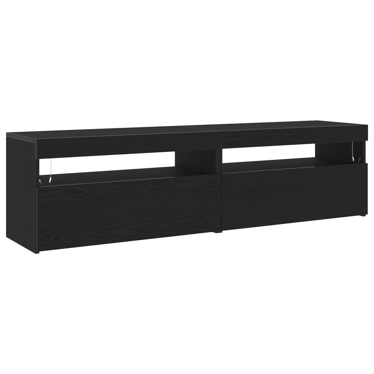Tv Cabinets With Led Lights 2 Pcs Black Oak 75X35X40 Cm Engineered Wood