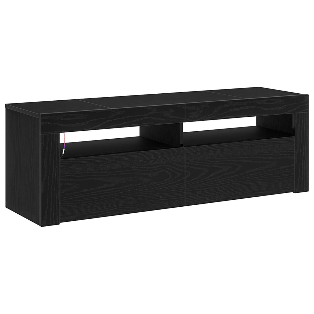 Tv Cabinet With Led Black Oak 120X35X40 Cm Engineered Wood