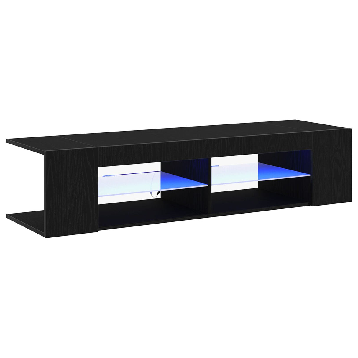 Tv Stand With Led Lights, Black Oak, 135X39X30Cm, Made Of Engineered Wood
