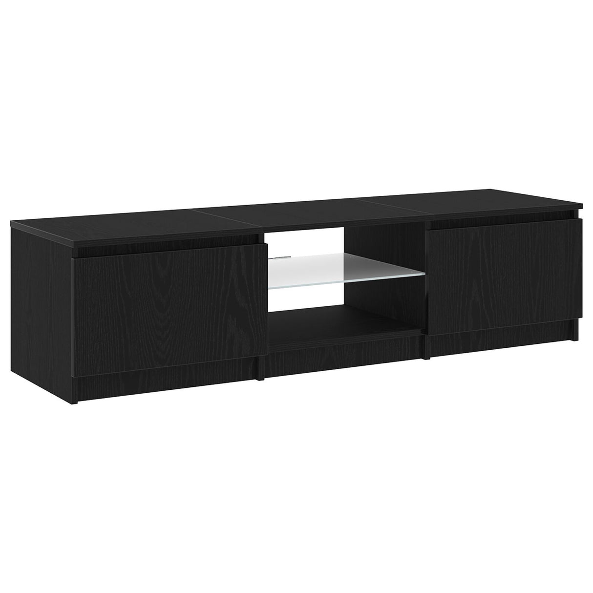 Tv Cabinet With Led Lights - Black Oak, 140X40X35.5 Cm, Made From Engineered Wood