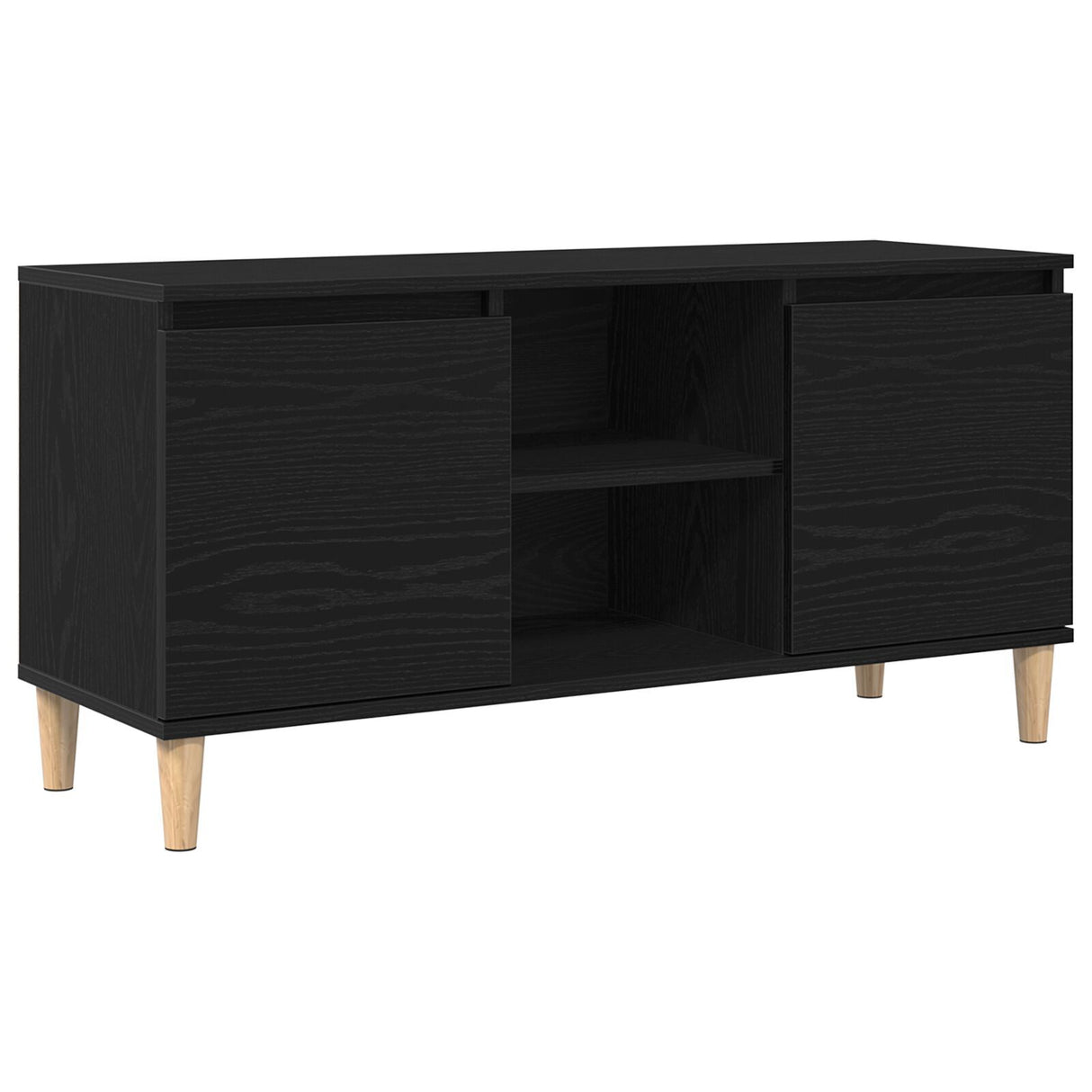 Tv Cabinet With Wooden Leg Black Oak 102X35X50 Cm