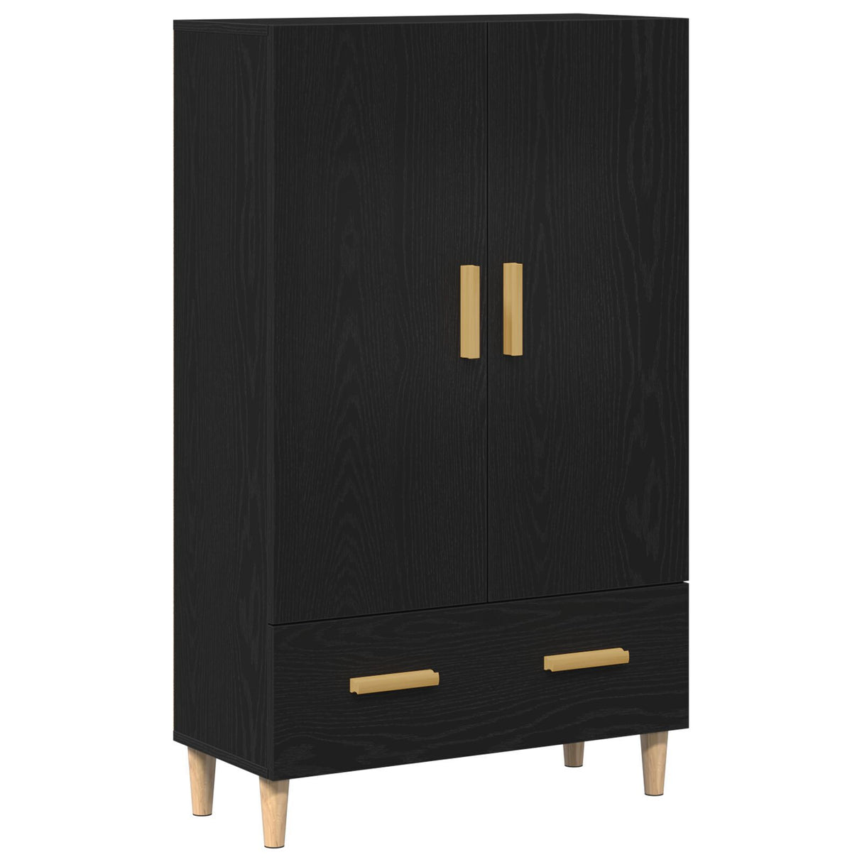 Highboard In Black Oak, 70X31X115 Cm, Made From Engineered Wood