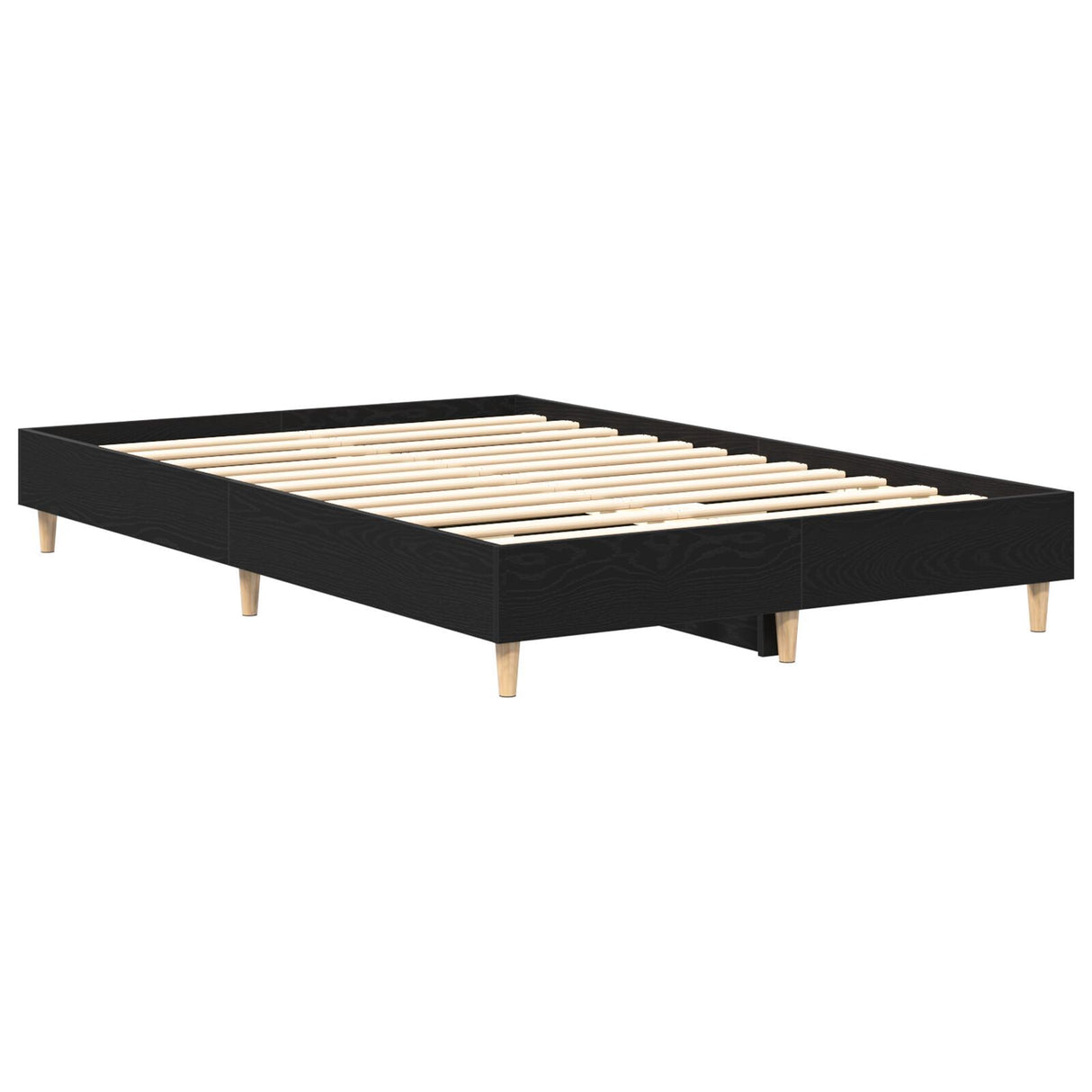 Bed Frame 140X190 Cm Black Oak Engineered Wood