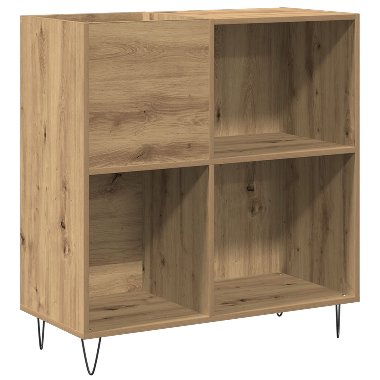 Record Cabinet Black Oak 84,5X38X89 Cm Engineered Wood