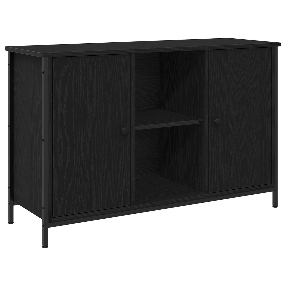 Tv Cabinet Black Oak 101X35X65 Cm Engineered Wood And Steel