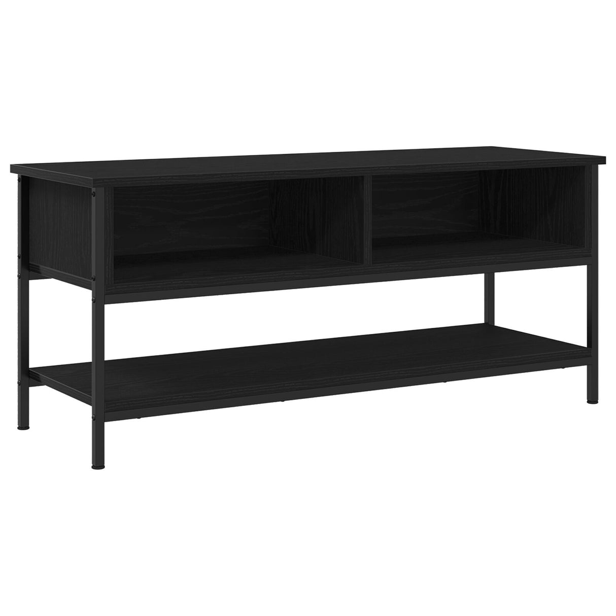 Tv Cabinet Black Oak 100X35X45 Cm Engineered Wood And Steel