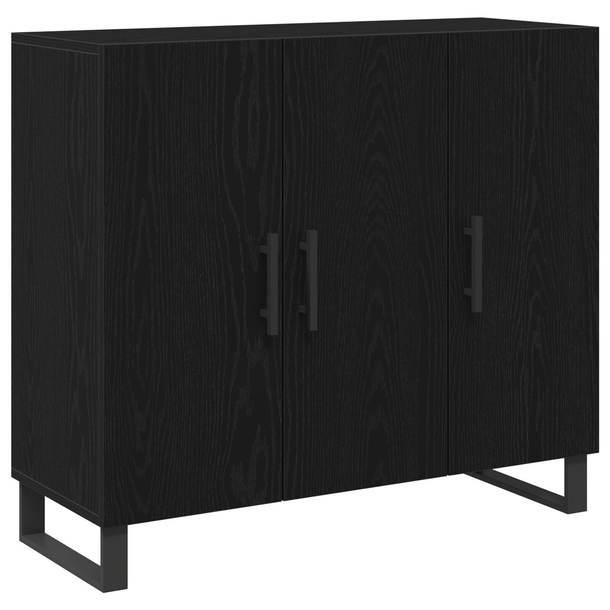 Sideboard With 3 Doors Black Oak 90X34X80 Cm Engineered Wood