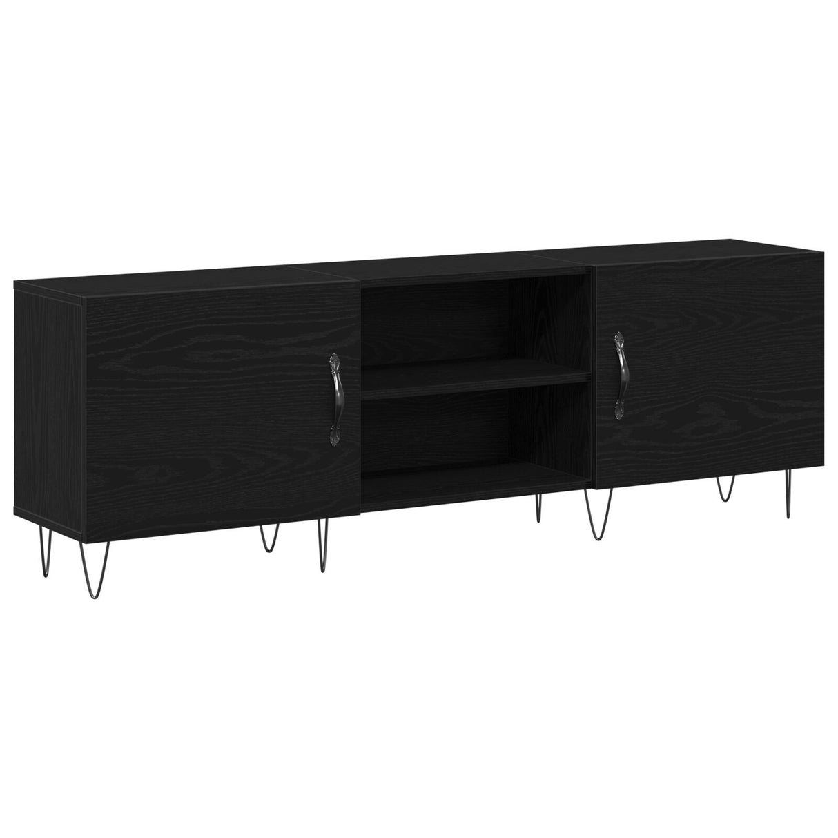 Tv Cabinet Black Oak 150X30X50 Cm Engineered Wood