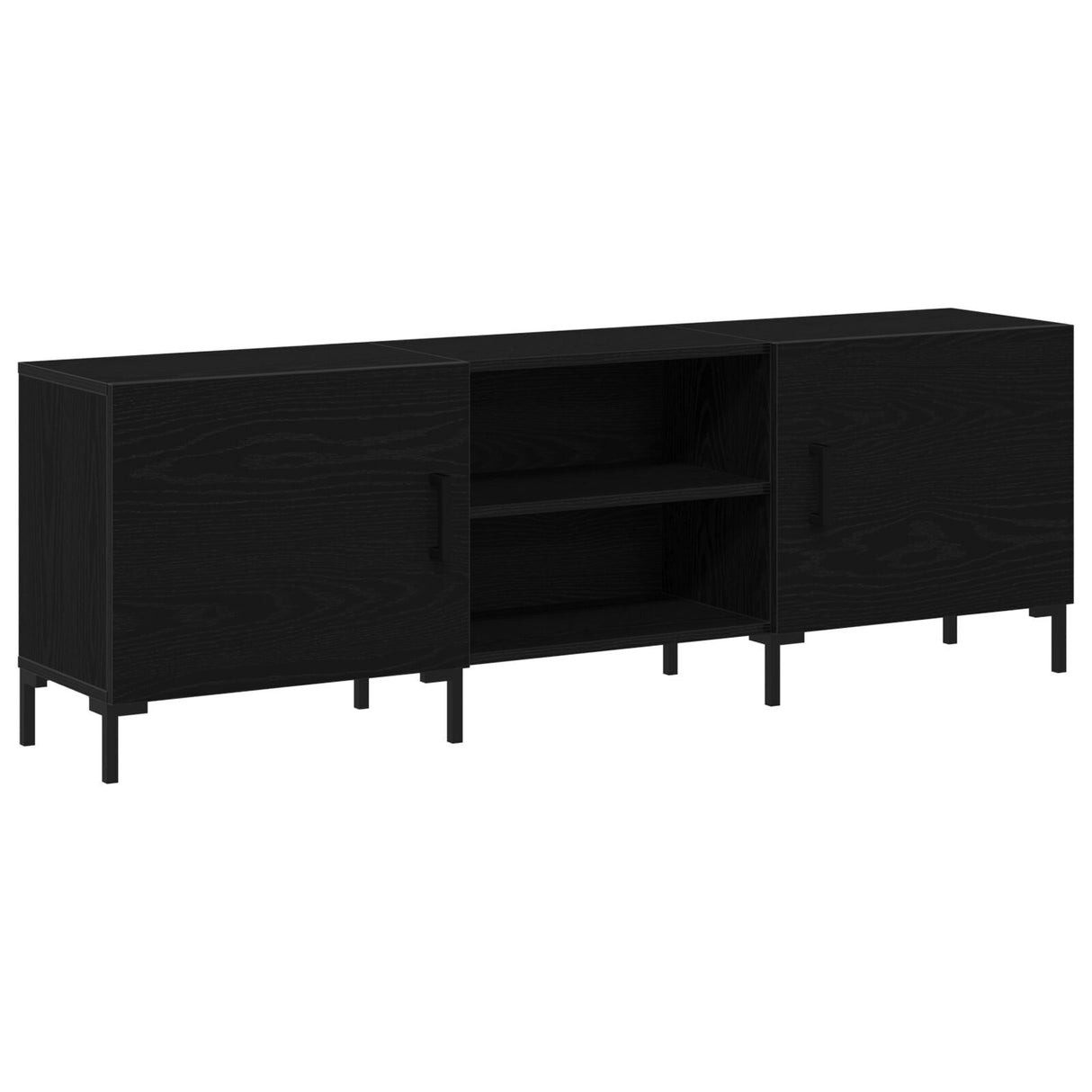 Tv Cabinet Black Oak 150X30X50 Cm Engineered Wood