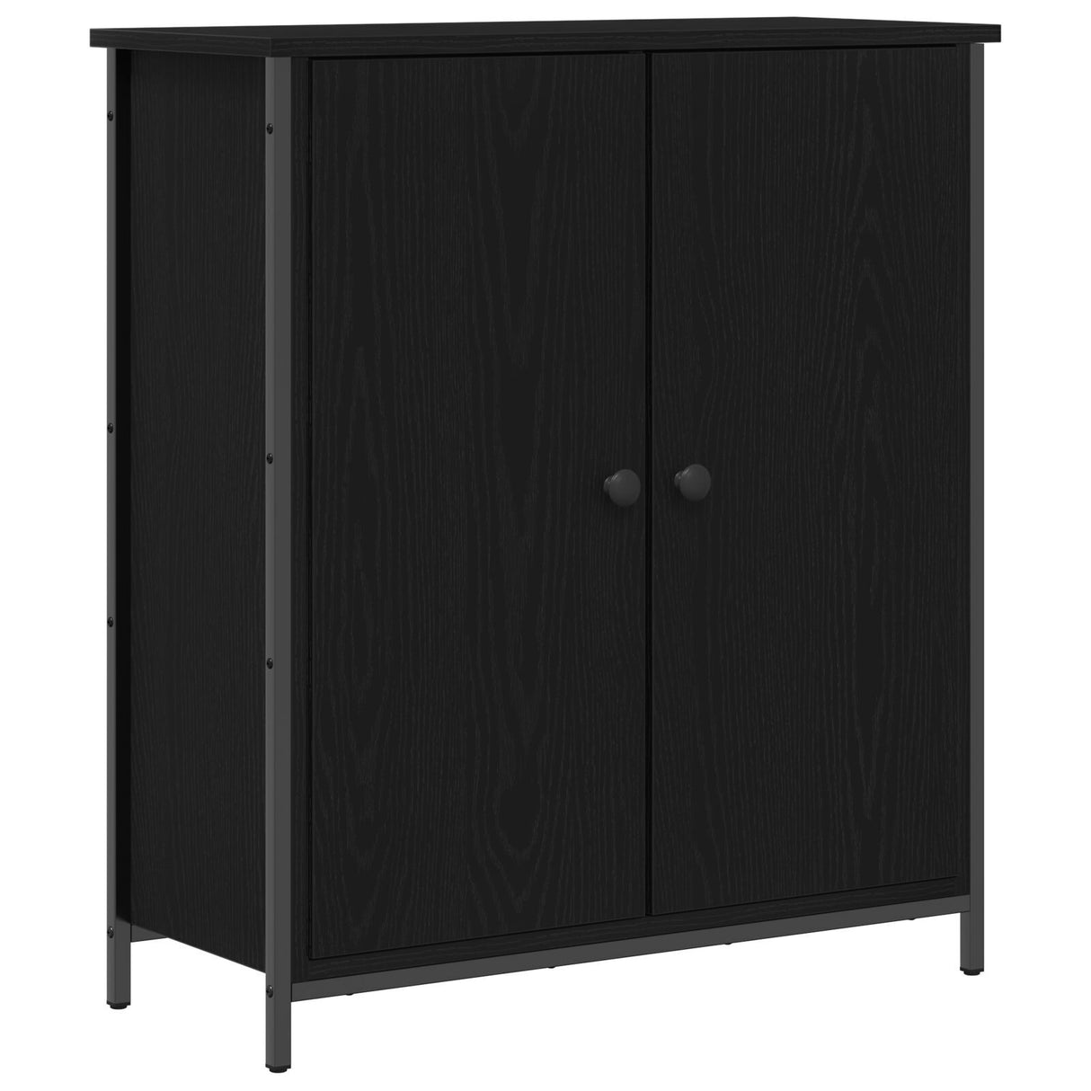 Sideboard Black Oak 70X30X80 Cm Engineered Wood And Steel